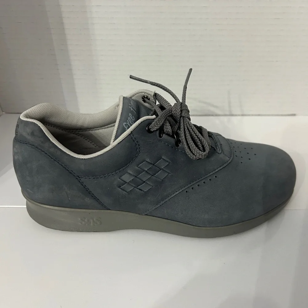 SAS Free Time Women’s 7W Gray Blue Walking Sneaker Wide Width Orthopedic